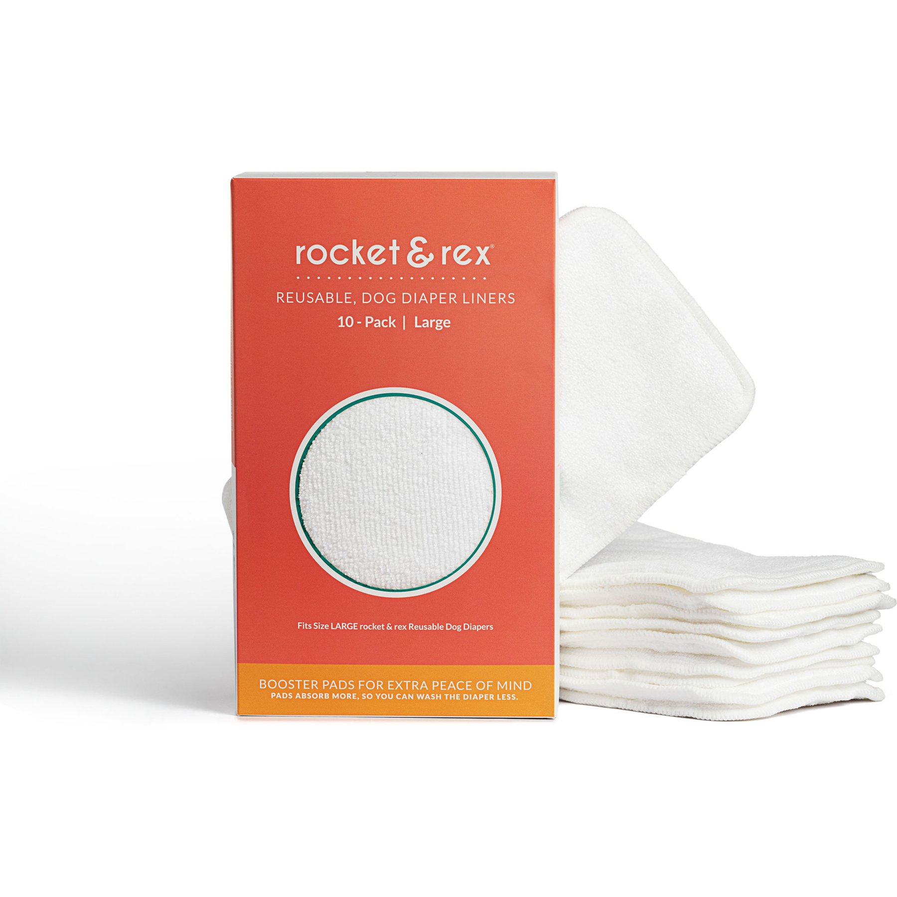 Rocket & Rex Reusable Dog Diaper Liner Booster Pads, Large, 10 count