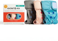 Rocket & Rex Reusable Leakproof Dog Diapers, X-Small, 3 count