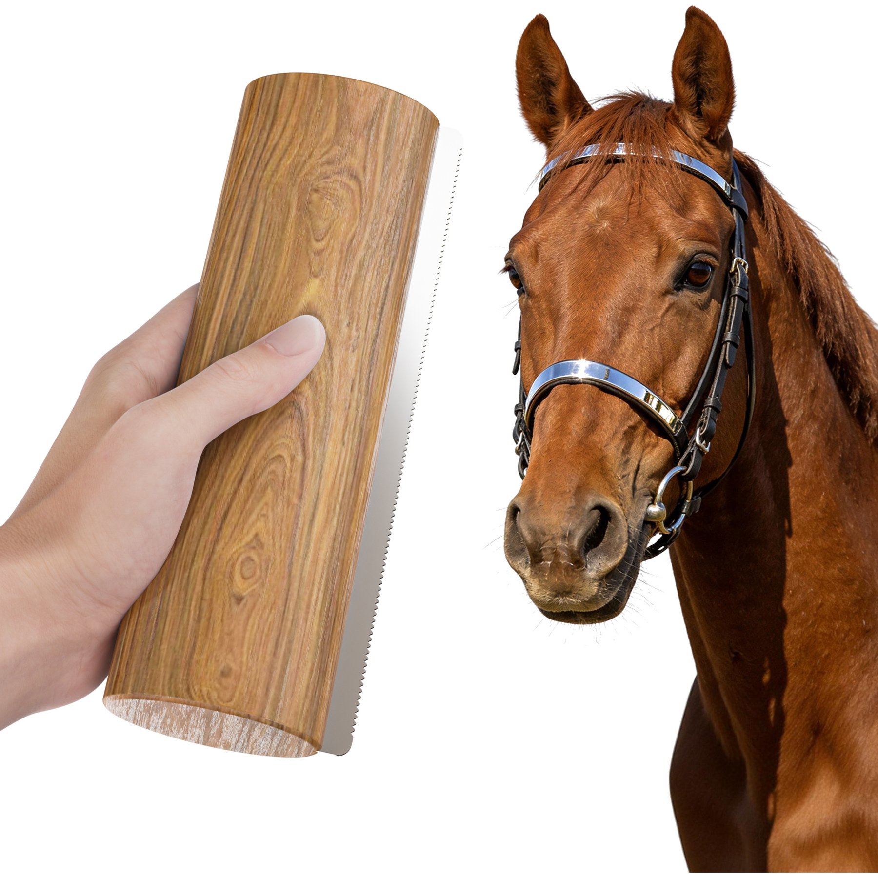Fido Fave Wooden Handle Horse Deshedding Grooming Tool, 7.87-in