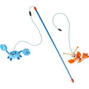 Frisco Coastal Critter Interchangeable Teaser Wand Cat Toy with Silvervine & Catnip