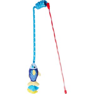 Frisco Coastal Fish Springy Teaser Wand Cat Toy with Silvervine & Catnip