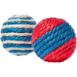 Frisco Striped Sisal Ball Rattle Cat Toy, 2 count