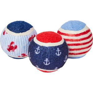 Frisco Coastal Squeaky Tennis Ball Dog Toy, Medium, 3 count