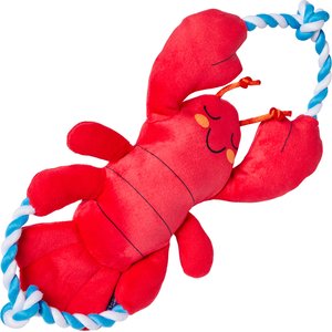 Frisco Coastal Lobster Plush with Rope Squeaky Dog Toy, Medium/Large