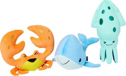 Frisco Coastal Critters Plush Squeaky Dog Toy, Medium/Large, 3 count