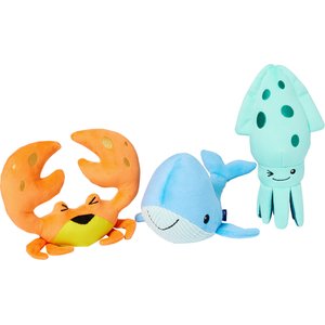 Frisco Coastal Critters Plush Squeaky Dog Toy, Medium/Large, 3 count