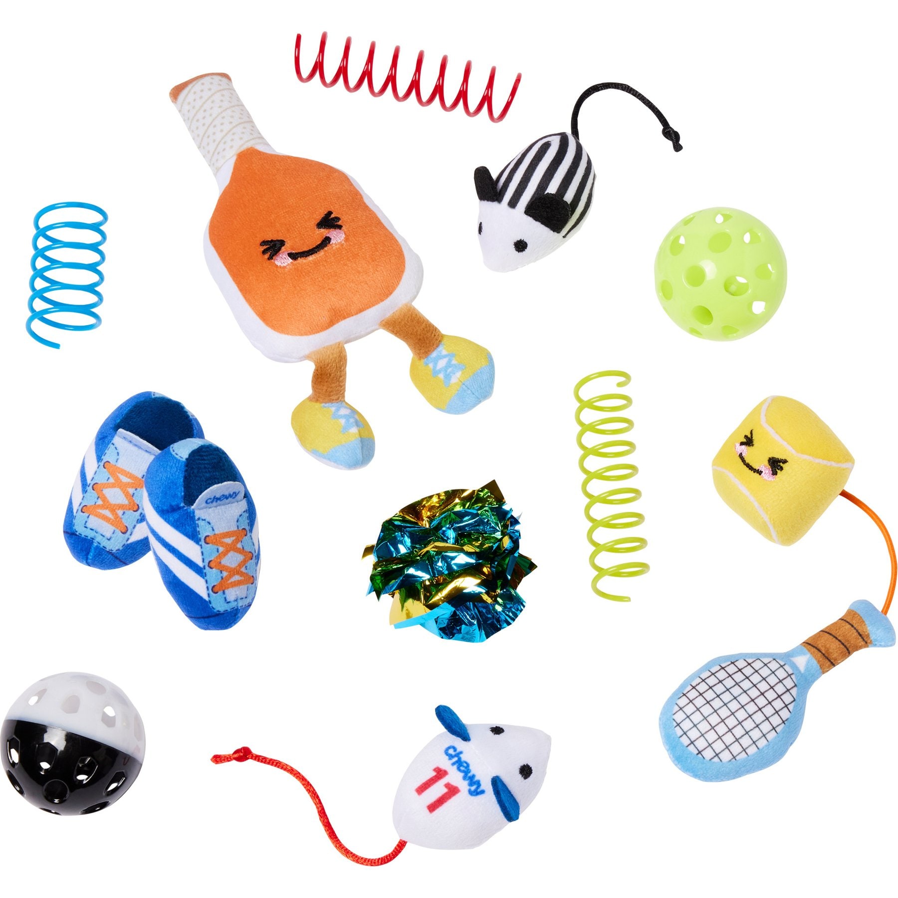 Frisco Sports Tennis, Pickleball, Soccer & Volleyball Variety Pack Cat Toy with Silvervine & Catnip, 12 count