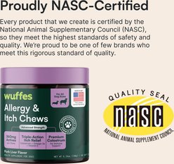 Wuffes Allergy & Itch Relief with Colostrum, Vitamin E & Omega-3 Pork Liver Flavored Soft Chew Supplement for Dogs, 60 count slide 2 of 8