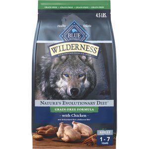 Blue Buffalo Wilderness Chicken Recipe Adult High-Protein Grain-Free Dry Dog Food, 4.5-lb bag