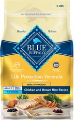 Blue Buffalo Life Protection Formula Small Breed Healthy Weight Adult Chicken & Brown Rice Recipe Dry Dog Food, 5-lb bag