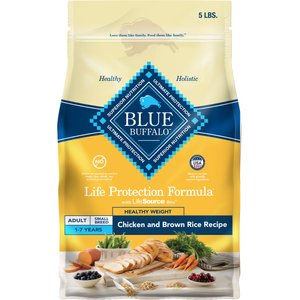 Blue Buffalo Life Protection Formula Small Breed Healthy Weight Adult Chicken & Brown Rice Recipe Dry Dog Food, 5-lb bag