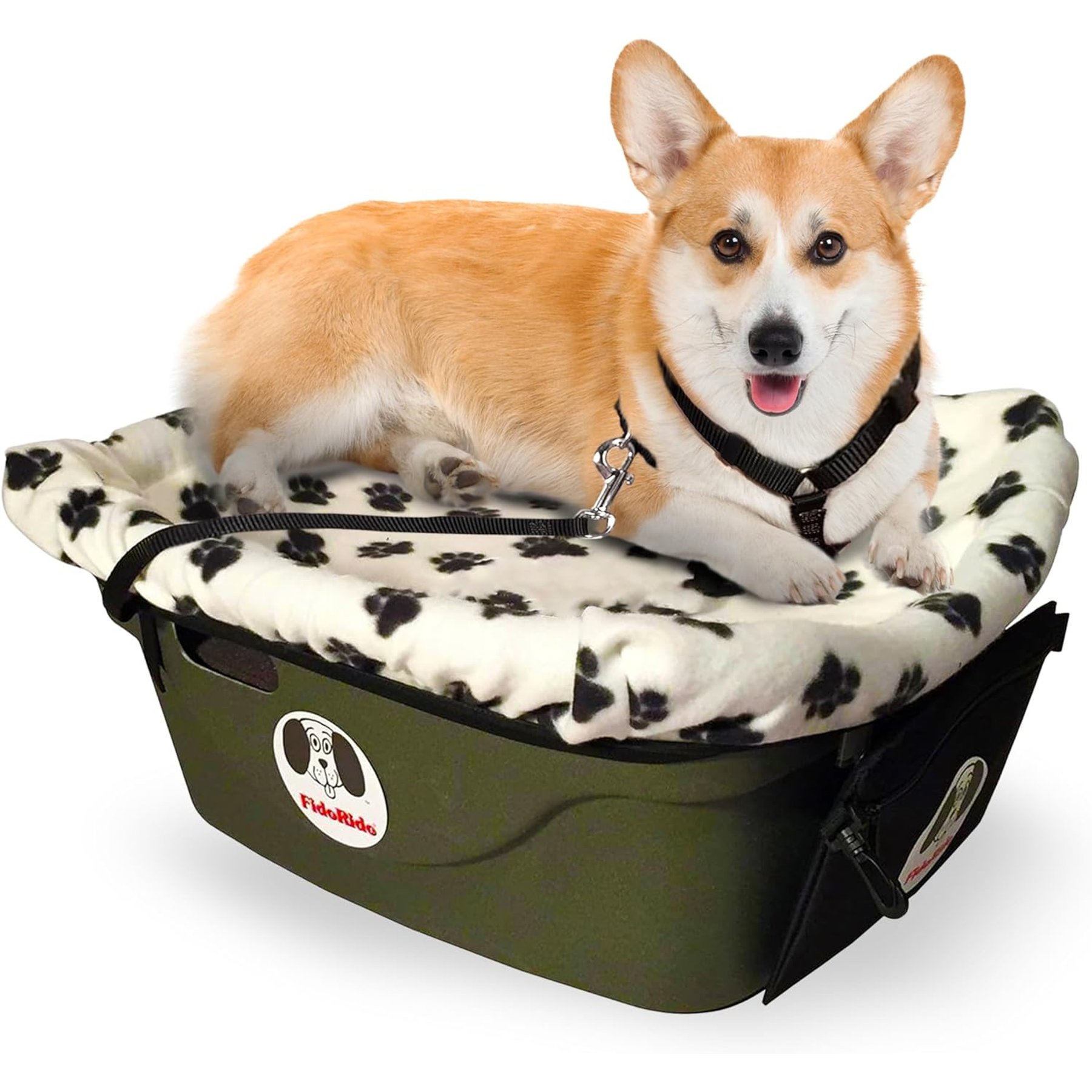 FidoRido Dog Booster Car Seat, White & Black, Medium