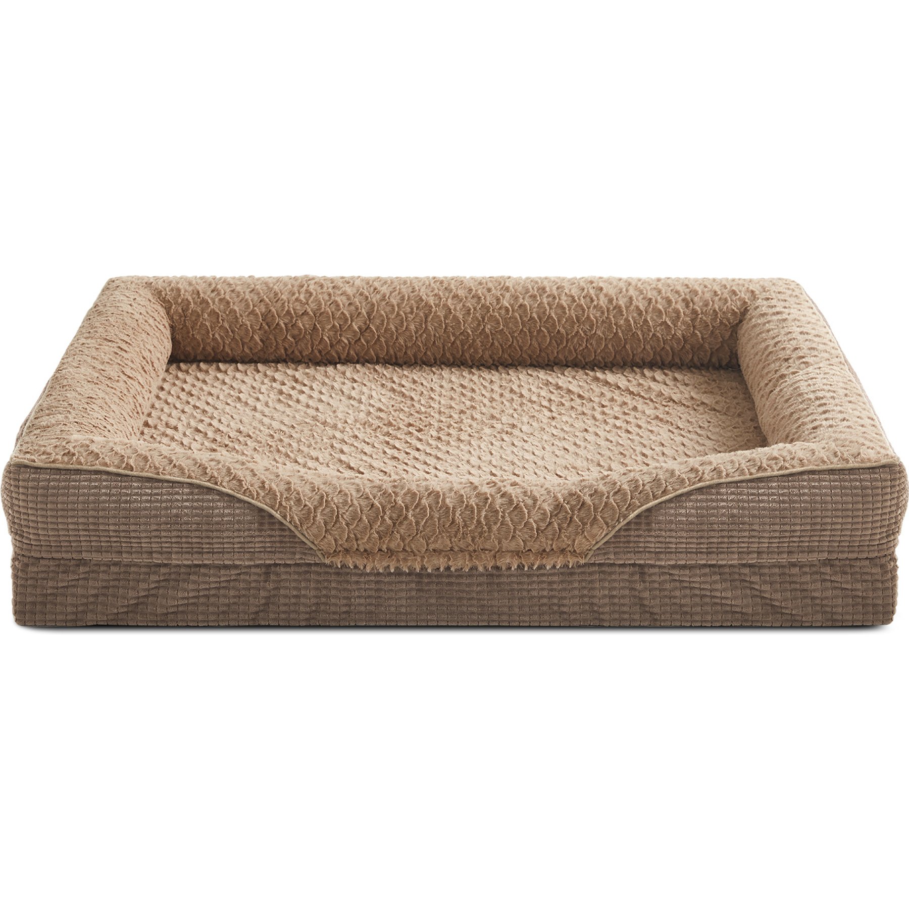 Invenho Orthopedic Washable Egg Crate Memory Foam Couch Dog Bed, Brown, X-Large