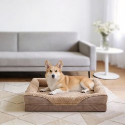 Invenho Waterproof Orthopedic Couch Dog Bed with Washable Removable Cover, Brown, 28 x 23 x 6.5-in