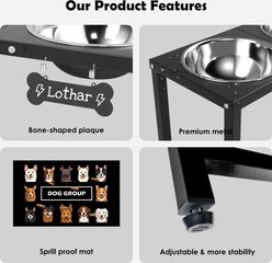 ADENGL Height 17-in Elevated Dog Bowls Set with Waterproof Mat, Black, Medium: 13-cup, 2 count slide 2 of 6