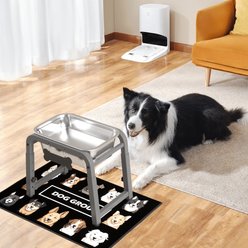 ADENGL Adjustable Height Elevated Stainless Steel Dog Water Bowl with Customizable Tag & Silicon Mat, Grey, Large: 32-cup slide 2 of 7
