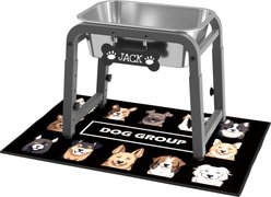 ADENGL Adjustable Height Metal Dog Feeder with Customizable Tag & Splash Mat, Grey,Medium: 19-cup