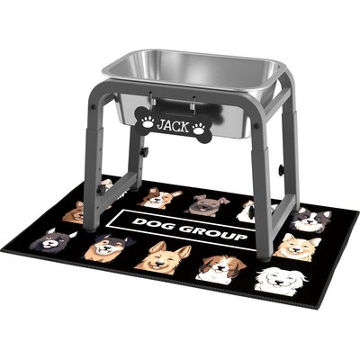 ADENGL ADENGL Adjustable Height Elevated Stainless Steel Dog Water Bowl with Customizable Tag & Silicon Mat, Grey, Medium: 19-cup