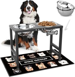 ADENGL Height 17-in Elevated Dog Bowls Set with Waterproof Mat, Black, Medium: 13-cup, 2 count