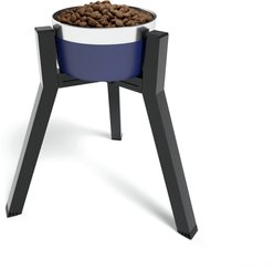 ADENGL Metal Adjustable Width Raised Non-Skid Dog Bowl Stand, Black, Large