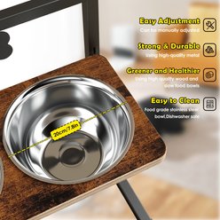 ADENGL 9-Height-Adjustable Raised Wooden & Iron Frame Dog Bowl Set, Black, Medium: 7-cup, 3 count slide 2 of 6
