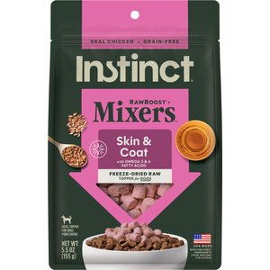 Instinct RawBoost Mixers Skin & Coat Health Recipe Grain-Free Freeze-Dried Dog Food Topper, 5.5-oz bag