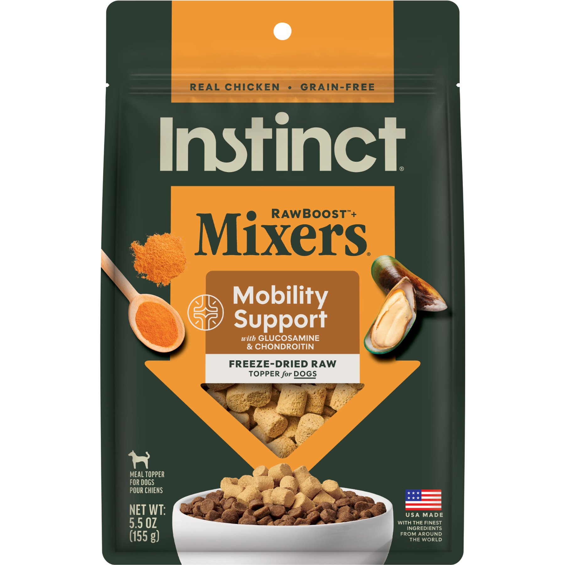 Instinct RawBoost Mixers Mobility Support Recipe Grain-Free Freeze-Dried Dog Food Topper, 5.5-oz bag
