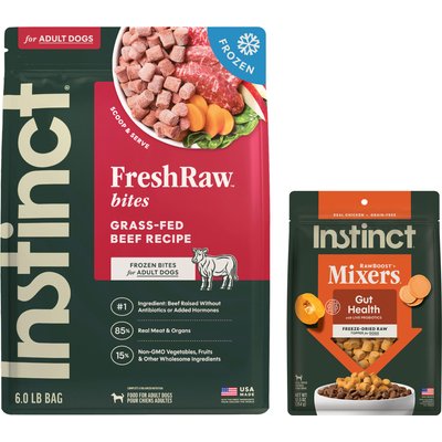 Instinct Instinct Frozen Raw Bites Real Beef Recipe Food + Freeze-Dried Raw Boost Mixers Gut Health Recipe Dog Food Topper