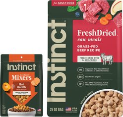 Instinct Freeze-Dried Raw Meals Real Beef Recipe Food + Freeze-Dried Raw Boost Mixers Gut Health Recipe Dog Food Topper