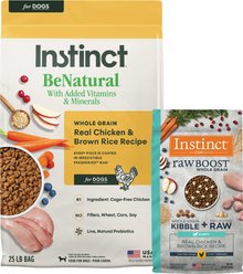 Instinct Be Natural Real Chicken & Brown Rice Recipe Freeze-Dried Raw Coated Dry Dog Food, 25-lb bag + Instinct Raw Boost Puppy Whole Grain Real Chicken & Brown Rice Recipe Freeze-Dried Raw Coated Dry Dog Food, 4.5-lb bag