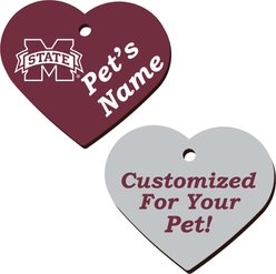 ShopInstaPets 2 Sided Heart Personalized Dog & Cat ID Tag, Mississippi State Bulldogs
