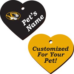 ShopInstaPets 2 Sided Heart Personalized Dog & Cat ID Tag, Missouri Tigers