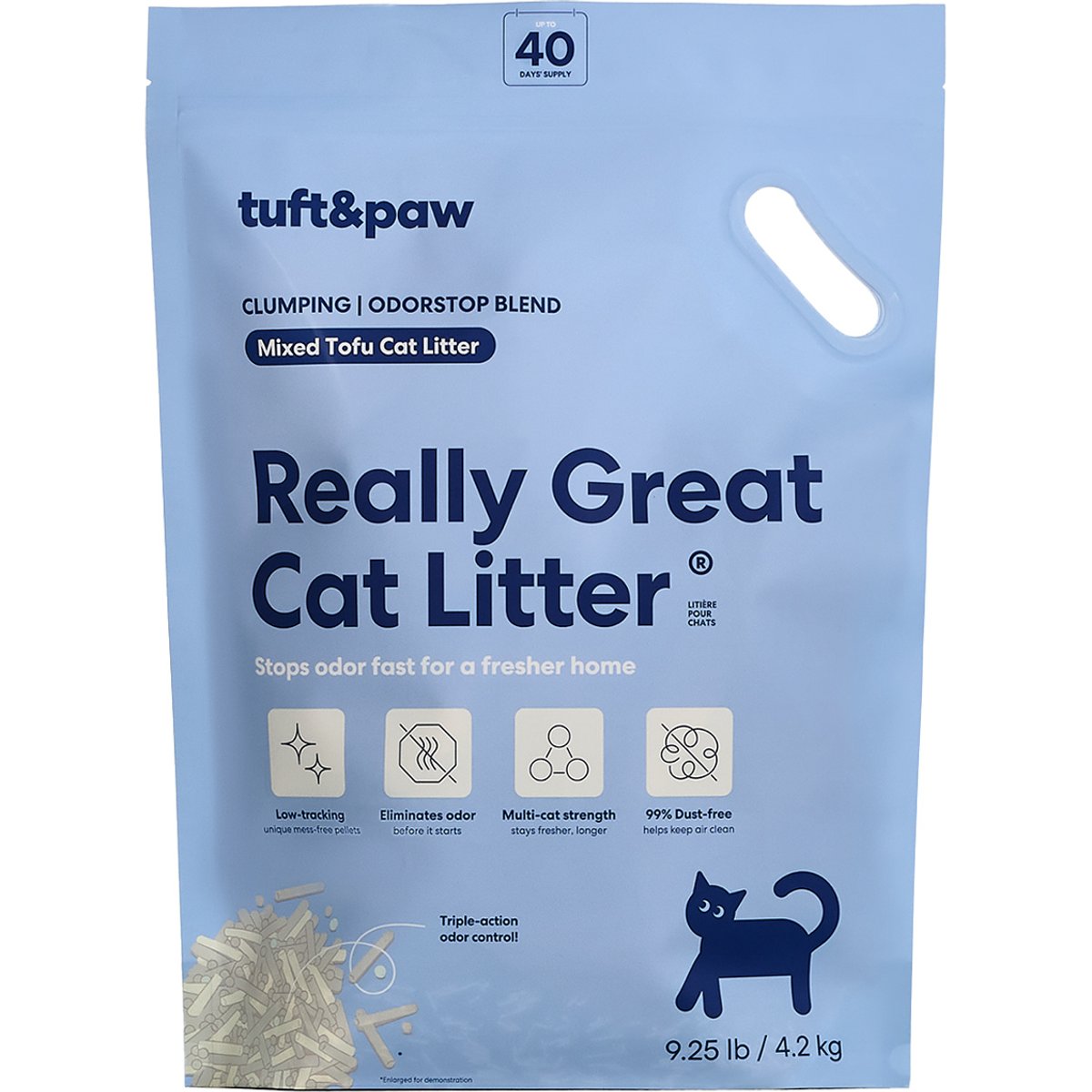 Tuft & Paw Really Great Cat Litter OdorStop Low-Tracking Mixed Tofu Cat Litter, 9.25-lb bag