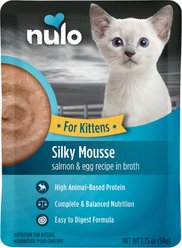 Nulo Silky Mousse Kitten Salmon & Egg Recipe in Broth Wet Cat Food, 1.75-oz pouch, case of 12