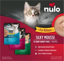 Nulo Silky Mousse Kitten Variety Pack with Salmon, Chicken & Tuna Wet Cat Food, 1.75-oz, case of 12