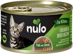 Nulo Paté with Shreds Chicken & Duck Recipe Wet Kitten Food, 2.8-oz can, case of 12