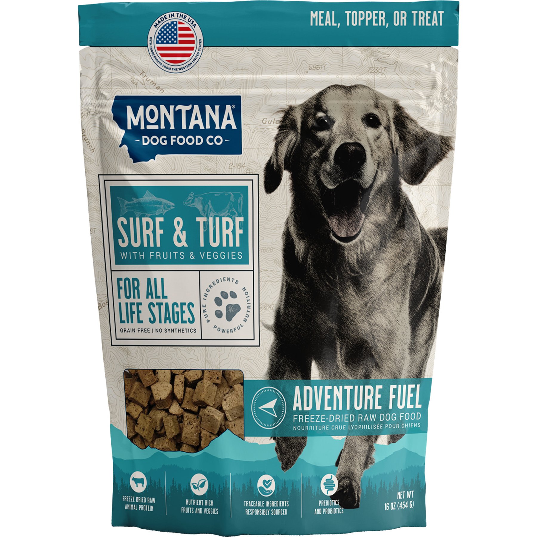 Montana Dog Food Co Surf & Turf Recipe Grain-Free Freeze-Dried Dog Food, 16-oz bag