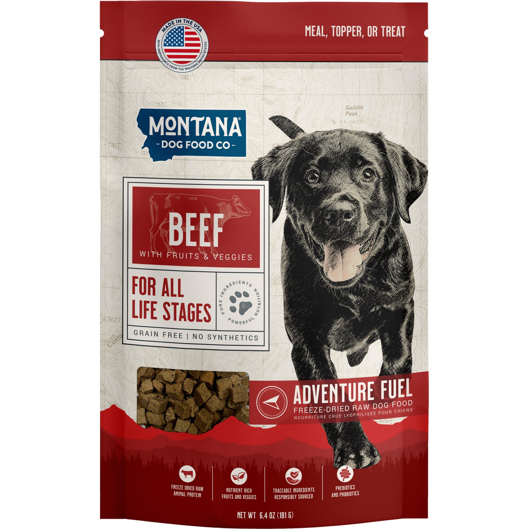 Montana Dog Food Co Beef Recipe Grain-Free Freeze-Dried Dog Food, 6.4-oz bag