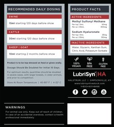 LubriSynHA Plus Hip & Joint Support Liquid Livestock Farm Animal Supplement, 32-fl oz bottle slide 2 of 2