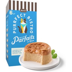 Merrick Purrfect Bistro Petite Parfaits Chicken & Tuna Mousse with Skipjack Tuna in Glaze Gravy Lickable Cat Treat, 1.05-oz cup, 6 count