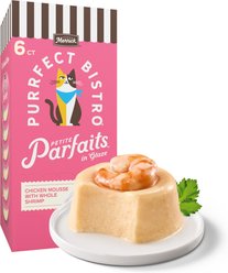 Merrick Purrfect Bistro Petite Parfaits Chicken Mousse with Whole Shrimp in Glaze Gravy Lickable Cat Treat, 1.05-oz cup, 6 count