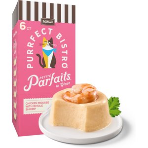 Merrick Purrfect Bistro Petite Parfaits Chicken Mousse with Whole Shrimp in Glaze Gravy Lickable Cat Treat, 1.05-oz cup, 6 count