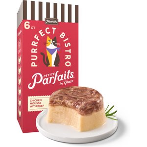 Merrick Purrfect Bistro Petite Parfaits Chicken Mousse with Beef in Glaze Gravy Lickable Cat Treat, 1.05-oz cup, 6 count