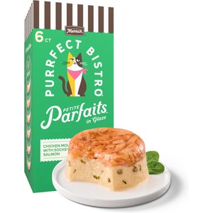Merrick Purrfect Bistro Petite Parfaits Chicken Mousse with Sockeye Salmon in Glaze Gravy Lickable Cat Treat, 1.05-oz cup, 6 count