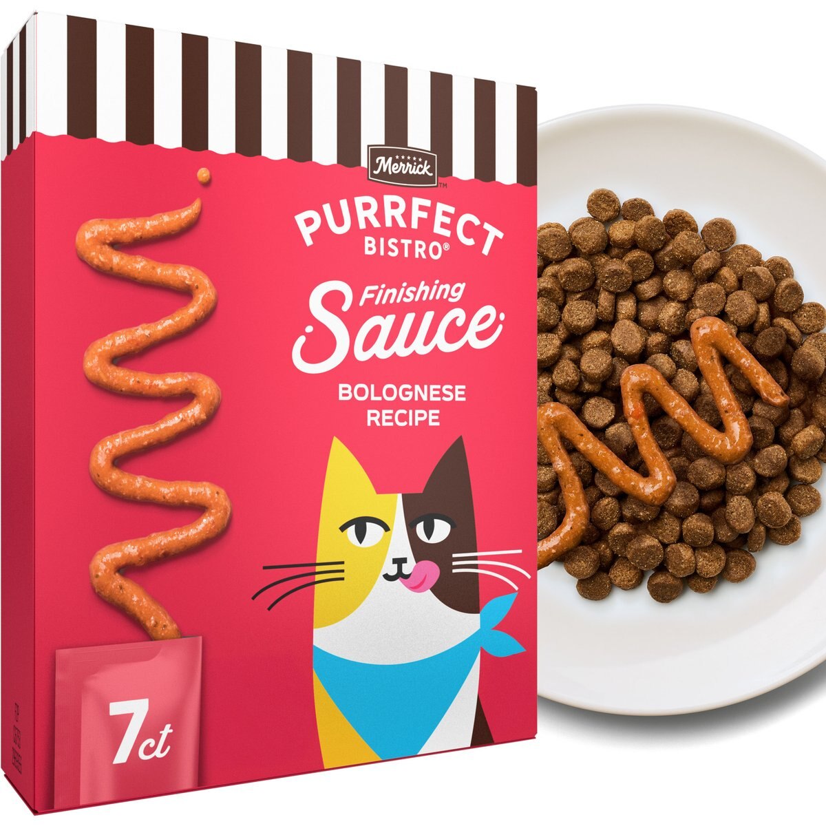 Merrick Purrfect Bistro Bolognese Recipe Finishing Sauce Lickable Cat Treats, 1.7-oz tube, 7 count
