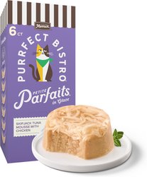 Merrick Purrfect Bistro Petite Parfaits Skipjack Tuna Mousse with Chicken in Glaze Gravy Lickable Cat Treat, 1.05-oz cup, 6 count