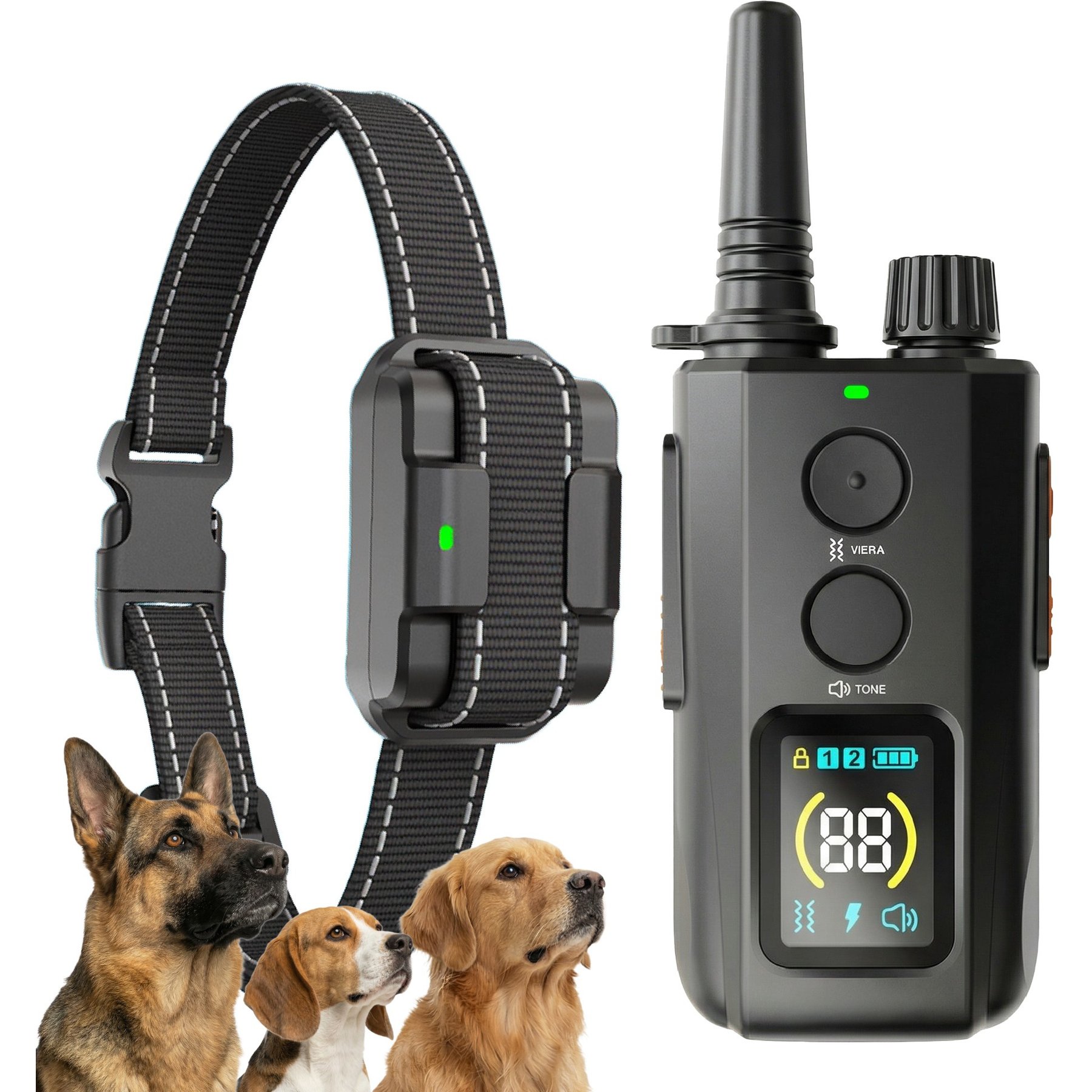 Furvii K7 Precision 3 Modes Fast Rechargeable IPX7 Waterproof Dog Remote Training Collar, Black