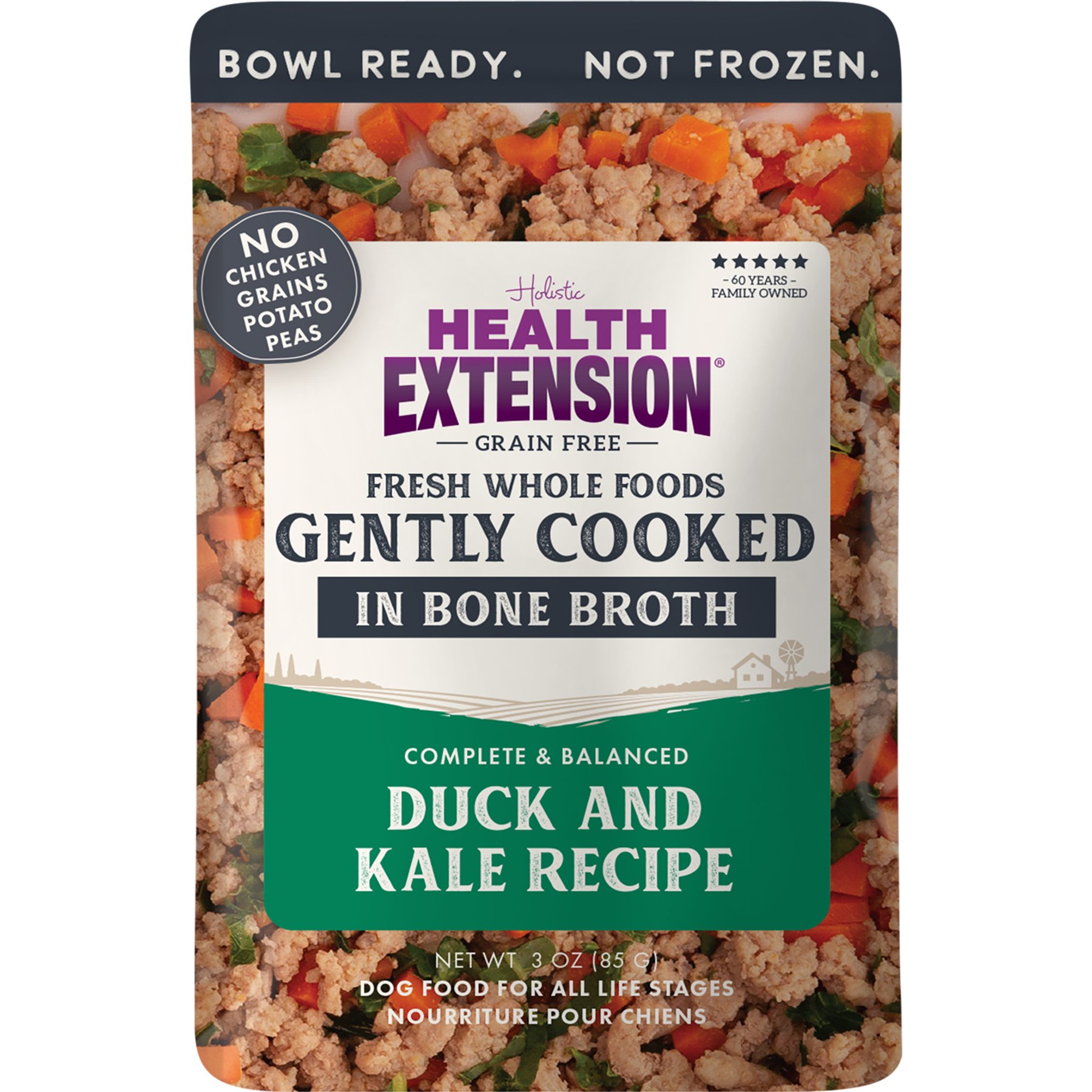 Health Extension Gently Cooked Grain-Free Duck & Kale Recipe Wet Dog Food, 3-oz pouch, 20 count