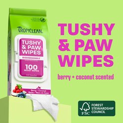 TropiClean Berry + Coconut Tushy & Paw Wipes for Dogs & Cats, 100 count slide 2 of 8