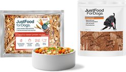 JustFoodForDogs Beef & Russet Potato Recipe Frozen Fresh Food + Pumpkin Dehydrated Dog Treats